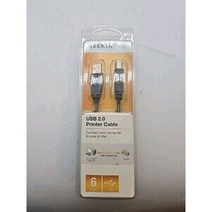 Belkin USB 2.0 Printer Cable 6 foot use for Mac or PC NEW SEALED